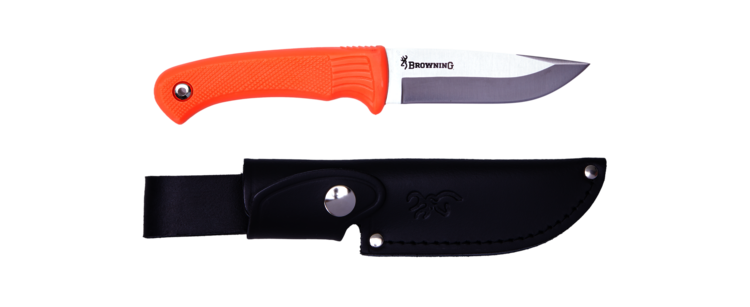 KNIFE PRO HUNTER FIXED RUBBER FLUO